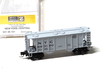 531 00 042 MTL Z-scale PS-2 70 ton 2-Bay Covered Hopper NEW YORK CENTRAL NYC - Image 1 of 2