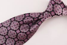 ROBERT TALBOTT Best of Class Ornate Black Pink Silver Jacquard Silk Tie EH02