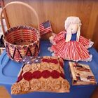 Americana Betsy Ross Bunny Basket Mini Photo Album Burlap Flag Pillow July 4th