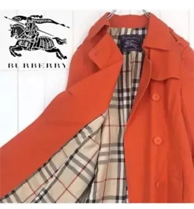 Burberry Old Tag Made in England Rare Color Orange Trench Coat JAPAN - Picture 1 of 9