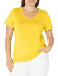 HUE Womens Short Sleeve V-neck Sleep Tee Pajama Top in Mimosa Yellow Size S, NWT - Picture 1 of 2