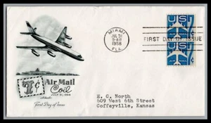 US FDC # C52 7c Blue Jet Silhouette pair Artmaster addressed 1958, 9p653 - Picture 1 of 1