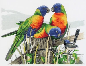 Country Threads Lots Of Lorikeets Cross Stitch Kit 34x44cm #FJ-1072 Tracked Post - Imagen 1 de 3