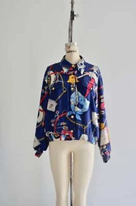 1980S Liz Claiborne Nautical Cropped Sailor Bomber Jacket Windbreaker Rare Fashi - Picture 1 of 9