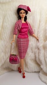 Outfit Dress Coat Hat Bag Fits Silkstone Doll Barbie Repro FR Handmade Pink Silk