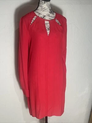 Vestido de fiesta rojo BCBG para mujer talla XS cuello con cerradura manga larga midi $178.00 Foto 1 de 4