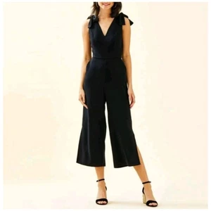 Lilly Pulitzer Danni Tie-Shoulder Black Jumpsuit Woman's Size 8 - Picture 1 of 9