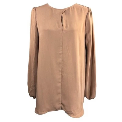 Blusa túnica cuello cerradura coñac quemado Elie Tahari mediana elegante carrera nueva con etiquetas Foto 1 de 4