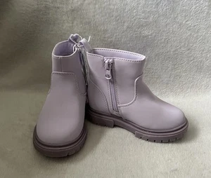 Cat & Jack Flora Boots Toddler Girls Sz 7 Purple Zipper Shoes Chelsea *Flaw - Picture 1 of 8