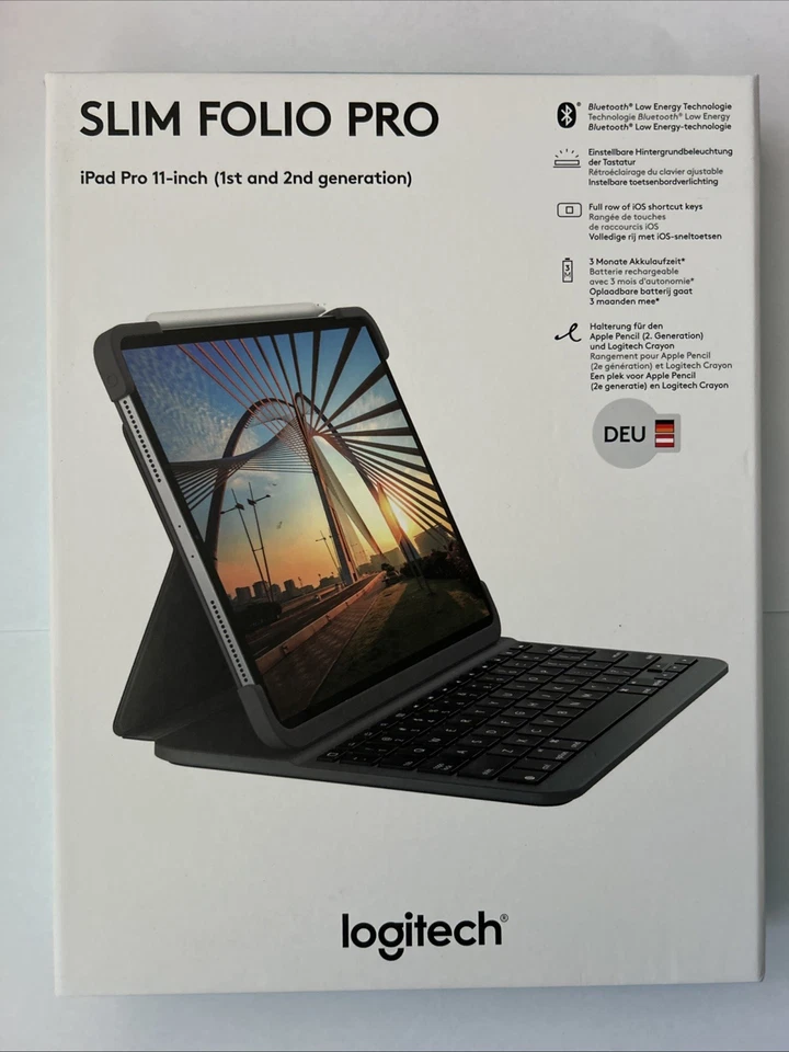 Logitech Slim Folio Pro Tablet-Tastatur mit BookCover für iPad Pro 11 Zoll (1... - Bild 1 von 1
