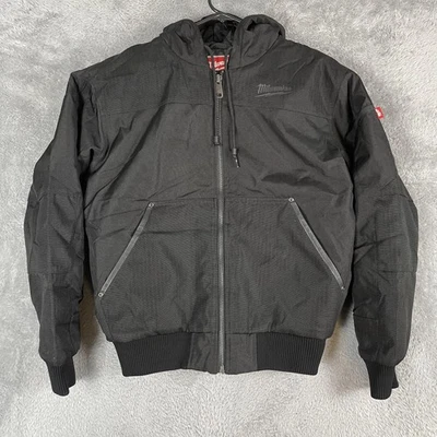 Milwaukee Tool Jacket Mens Medium Black Hooded Quilted Insulated Bomber Coat - Image 1 of 4