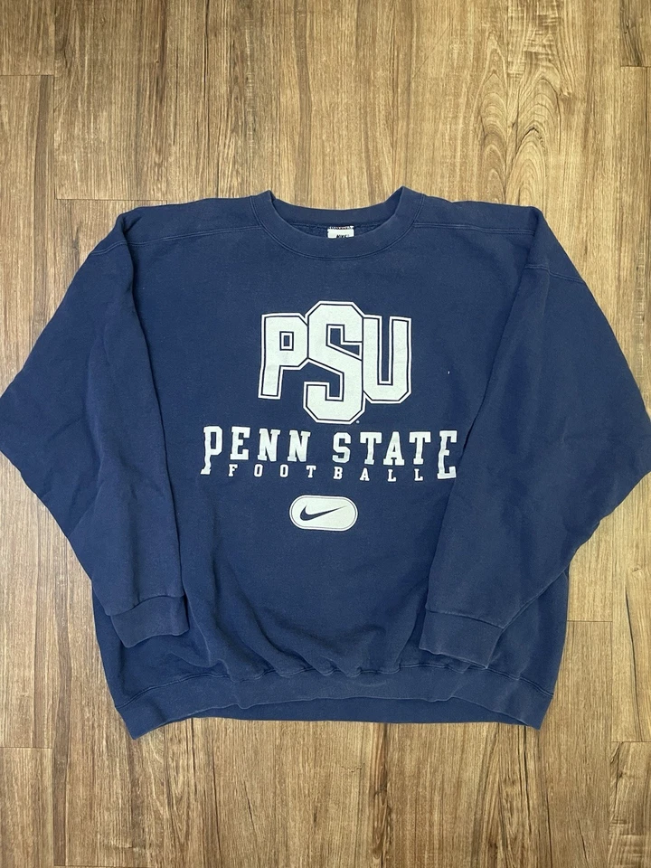De Colección Nike Penn State Fútbol Sudadera Para Hombres 2XL Azul Marino Suéter Cuello Redondo Años 90 Y2K Foto 1 de 4