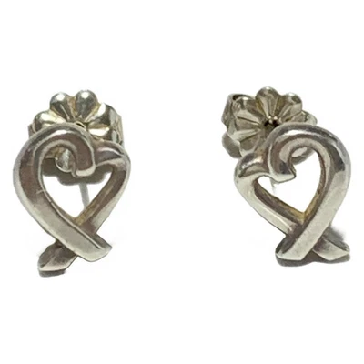 Auténtico TIFFANY&Co. Pendientes de plata Loving Heart Foto 1 de 3
