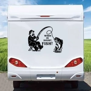 Wohnmobil Camper Van Caravan Aufkleber Decal Fischer Angeln mit Spruch groß - Bild 1 von 3