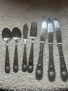 Lot 7 Wallace Taos 18/10 Southwest Edelstahl Besteck Zuckerlöffel Buttermesser - Bild 1 von 16