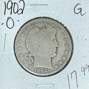 1902-O BARBER SILVER HALF DOLLAR ~ GOOD ~NICE COIN~ - Picture 1 of 2