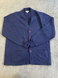 Men’s VTG Cardigan 60s 70s Hatchers Blue Grandpa Size XL Sweater Made in USA - Picture 1 of 11