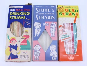 VTG Drinking Straws Box Glad Stone's Sweetheart Mother Goose Prop Decoration LOT - Picture 1 of 9