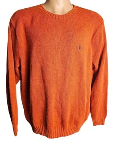 Vintage 90er POLO RALPH LAUREN STRICKPULLOVER RUNDHALSAUSSCHNITT BLAU PONY ORANGE HERREN 2LT PREPPY  - Bild 1 von 10