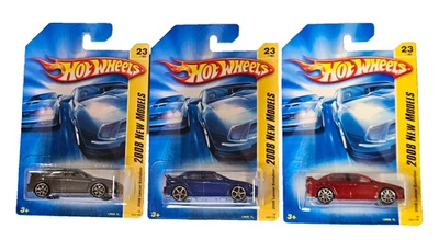 3 Hot Wheels 2008 MITSUBISHI LANCER EVOLUTION SILVER BLUE RED CASE FRESH - Image 1 of 2