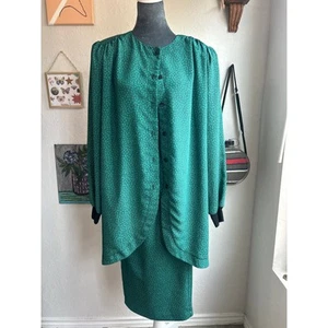 VIP Union Made- 80s business separates Set- Green Black Abstract Design Sz 20 - Picture 1 of 7