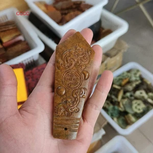 Exquisite Chinese Antique Xiuyu Ancient Jade Carving Token Pendant - Picture 1 of 4