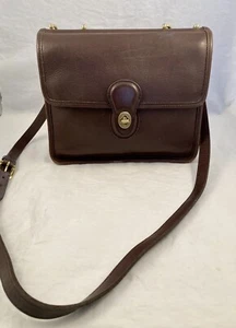 COACH WILLIS Mahogany Brown Leather Crossbody Shoulder Bag - Picture 1 of 7