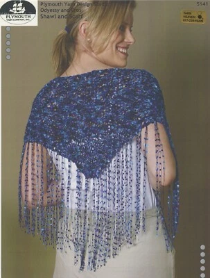 Plymouth Knitting Pattern S141  Odyssey & Eros Ribbon Yarn Shawl & Scarf - Easy! - Image 1 of 2