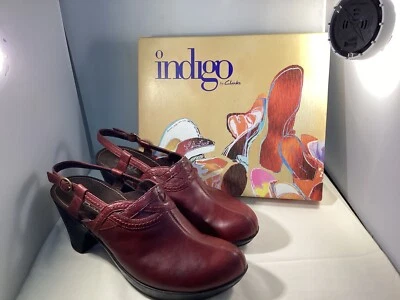 Indigo by Clarks Dark Red Leather Mule with Ankle Strap 7 Medium 82646 - Image 1 of 4