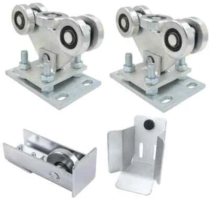 Set C für 60x60 mm Schiene mit einstellbar Laufrollen aus Stahl bis zu 400 kg - Bild 1 von 6