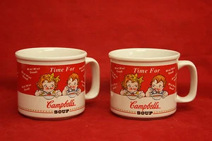 Campbell's Soup Kids Mugs 1998 "M'm! M'm! Good!" 2 Ceramic Cups Mugs - Picture 1 of 6