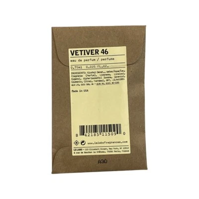 Le Labo VETIVER 46 Eau de Parfum Perfume Fragancia Muestra 0,025 oz / 0,75 ml SELLADO Foto 1 de 2