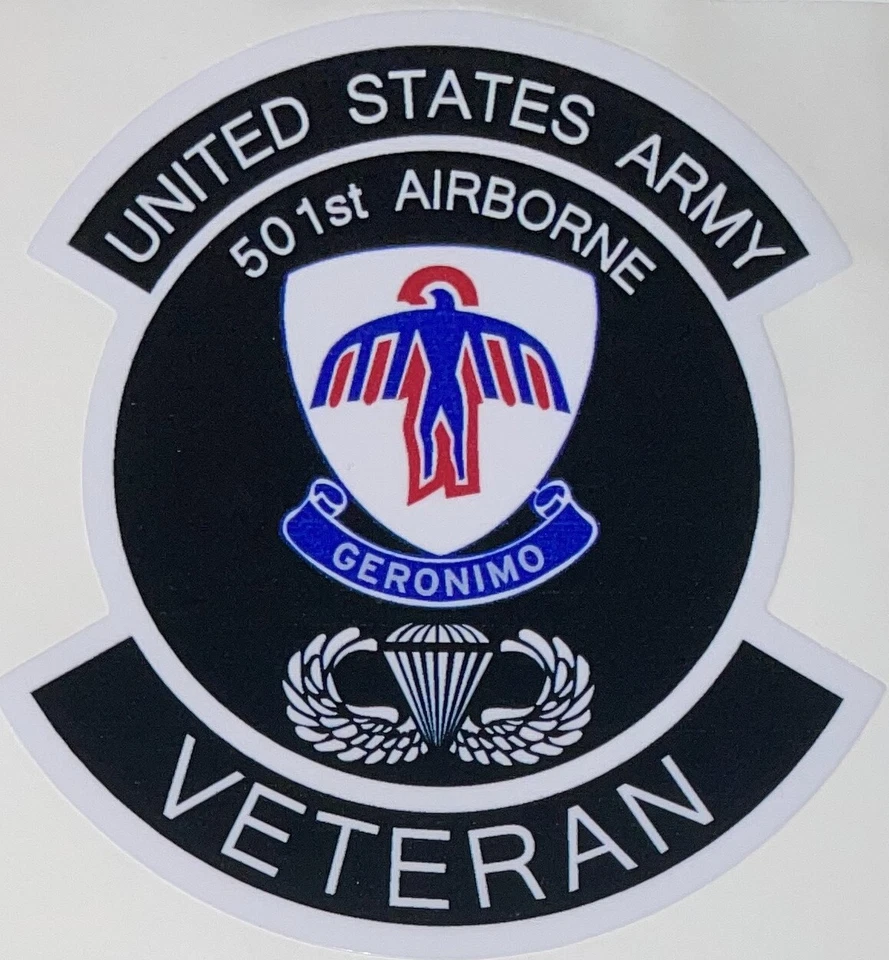 US Army 501st Airborne "Geronimo" Veteran Sticker Waterproof D69