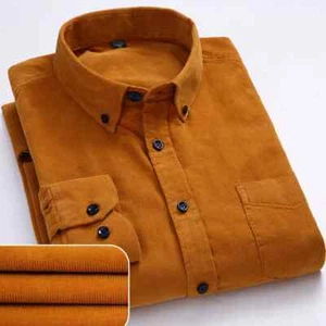 6XL Autunno/Inverno Qualità Calda 100%Cotone Velluto a coste Maniche Lunghe Collo Bottone - Foto 1 di 30