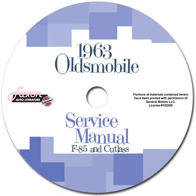 Manual De Taller CD Oldsmobile F85 Y Cutlass De 1963 CD-ROM Reparación - Imagen 1 de 2