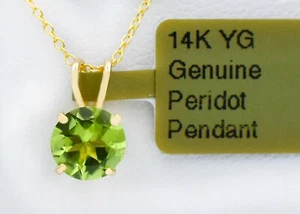 GENUINE 0.97 Cts PERIDOT PENDANT 14K SOLID SOLID GOLD - Free Appraisal Service - Picture 1 of 6
