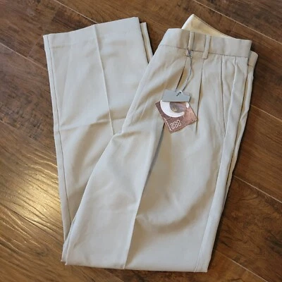 NWT Men's Cutter & Buck Dry Tec Pleated Dress Pants Tan Sz 34x32 - Image 1 of 4