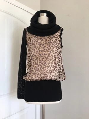 DE COLECCIÓN DOLCE & GABBANA TOP ESTAMPADO LEOPARDO TRANSPARENTE MANGA TALLA 28/42 HECHO EN ITALIA Foto 1 de 4
