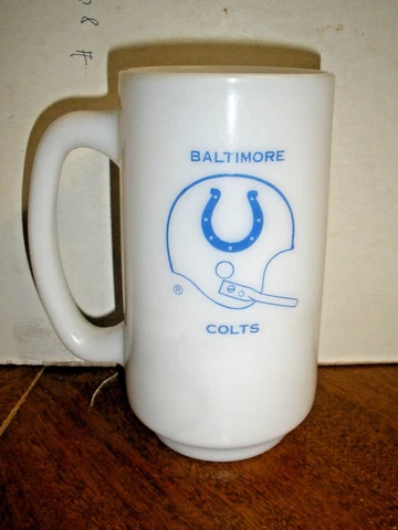 Baltimore Colts 2 sided Logo Milk Glass Mug 1960s VINTAGE (M43) Cover