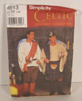 Simplicity Celtic Costume Collection 8913 Kilt, Drape, Hat Pattern Men's L-XL UC - Image 1 of 2