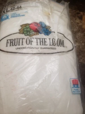 Vintage 80s FRUIT OF THE LOOM White Cotton 3 Mens Briefs,Underwear, Size XL USA  - Image 1 of 4