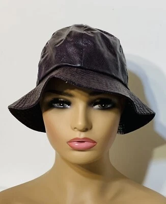 Boné feminino vintage balde chapéu de couro sintético * LEIA - Imagem 1 de 4