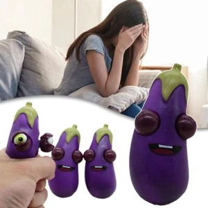 Squeeze Toy Purple Eggplant Smooth Stress Relief Relax Vegetable F0F2 - Photo 1/10
