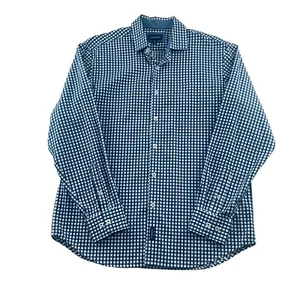 Gazman Long Sleeve Shirt Men Size Medium Blue Check Striped Dress Casual - Picture 1 of 10