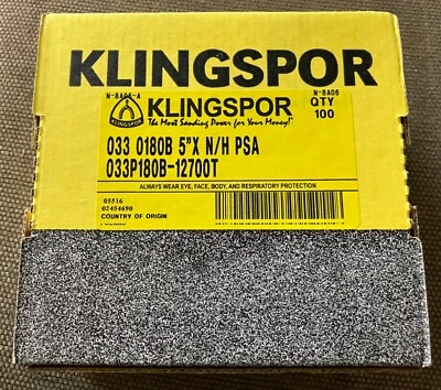 KLINGSPOR 033 0180B 5"X N/H PSA Sanding Discs - QTY: 100 - Image 1 of 2