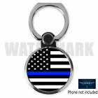 THIN BLUE LINE BACK THE POLICE AMERICAN FLAG CUSTOM METAL PHONE GRIP RING STAND