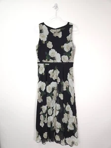 Hobbs Dress Size 12 Carly Black Floral Rose Print Midi Occasion Cocktail Party - Picture 1 of 13