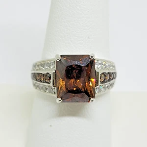 Sterling Silver PAJ Prime Art Jewel 4ct Smoky Brown Topaz Engagement Ring ~ Sz 9 - Picture 1 of 8