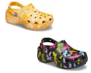 Crocs Classic Platform Graphic Women's Clog Orange Sorbet Butterfly Black - Picture 1 of 17