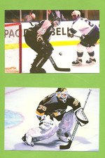 2-1998 1999 Panini Hockey Photo Cards  GOALIE STARS TOM BARRASSO + DANEN PUPPA